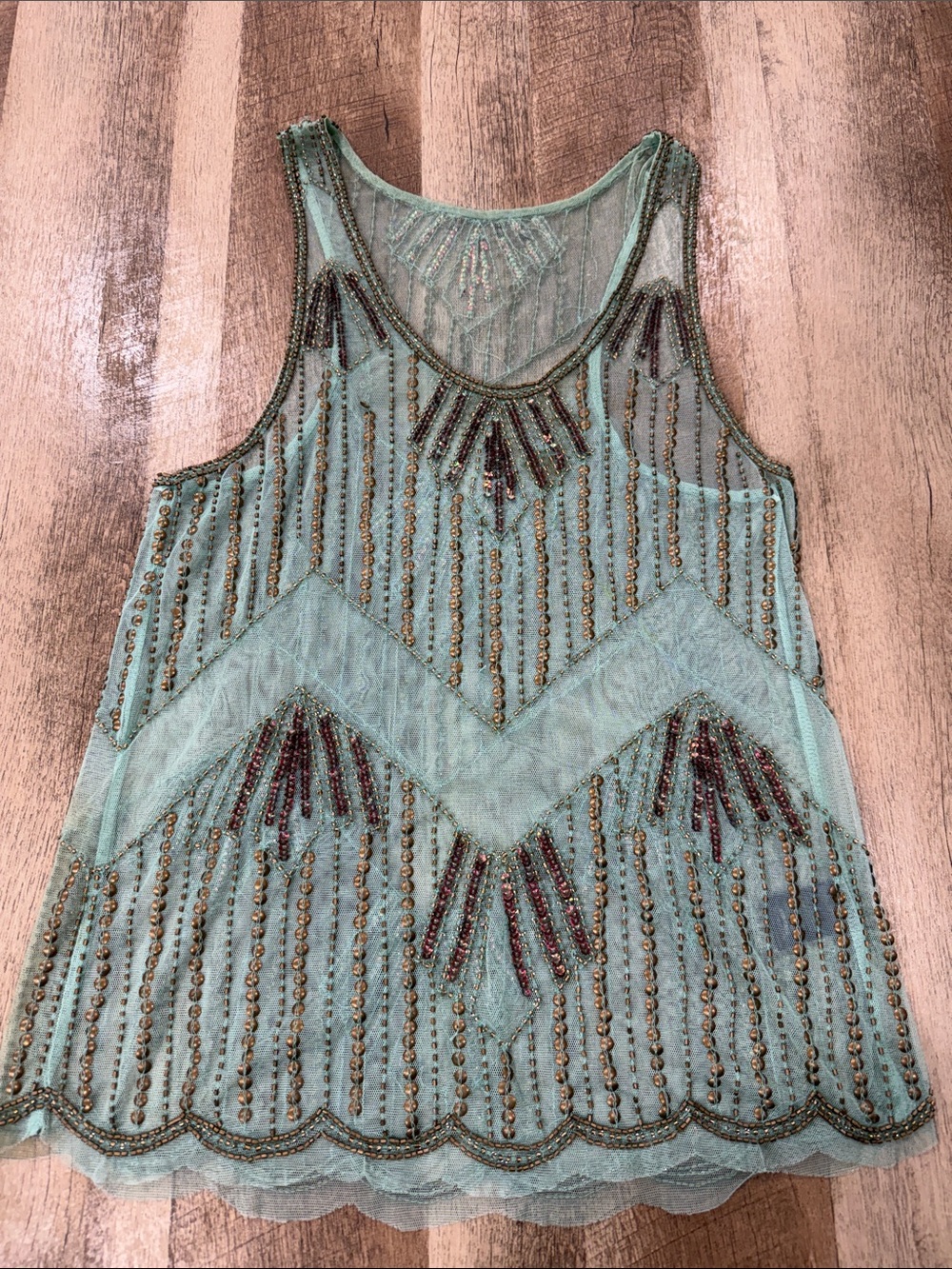 Buckle Mint Green Beaded Mesh Camisole